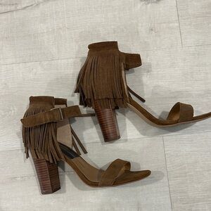 Dolce Vita Tan Fringe Heeled Sandals